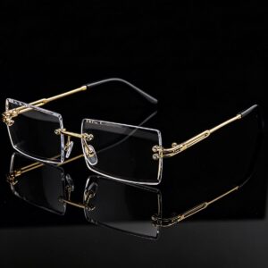 Gold Rimless Square Eyeglasses