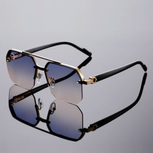 Vintage Square Semi Rimless Sunglasses